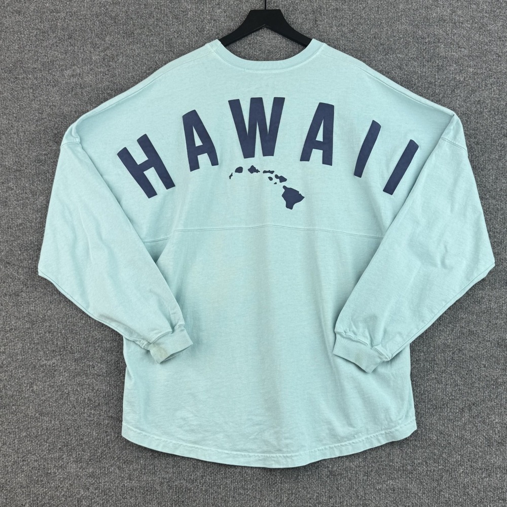 Hawaii Map Spirit Jersey Sweatshirt Womens XL Green Aloha Knit Long Sleeve